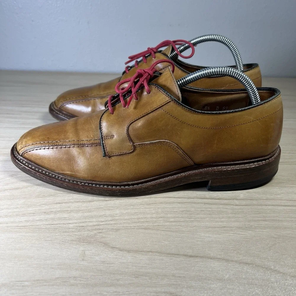 Allen Edmonds Hillcrest Oxford Shoes‎ Men's 8.5 D Brown Leather Comfort Red Lace